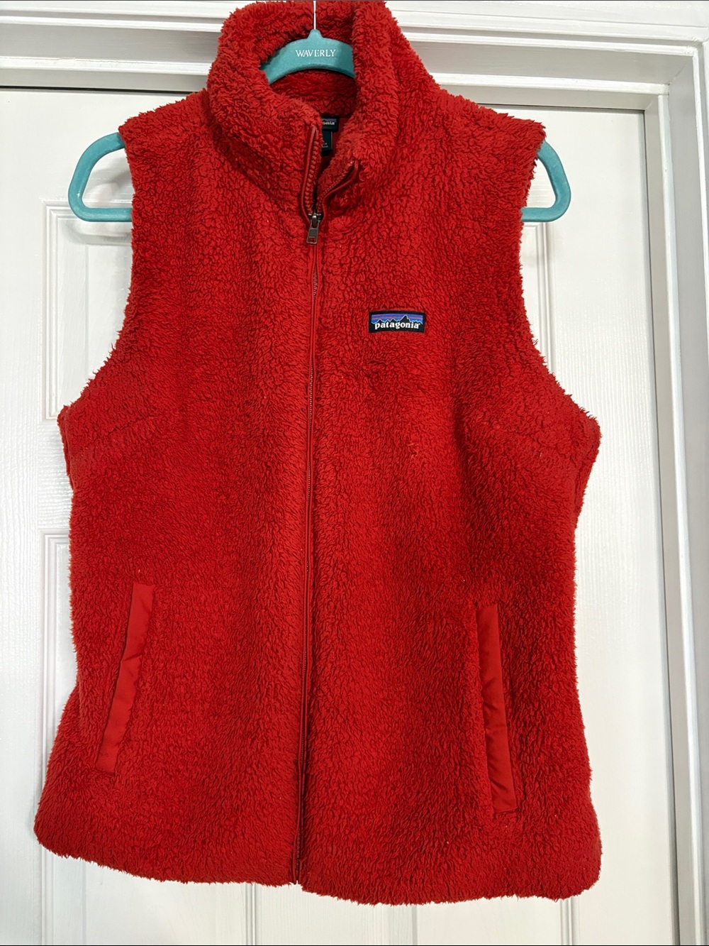 Patagonia Kids Red Sherpa Fleece Vest - Cozy Zip Front